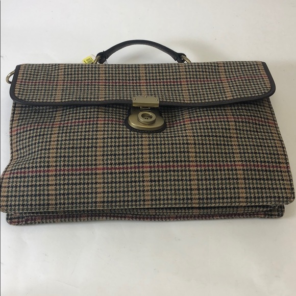 Fossil Plaid Brifcase Khaki Loptop Case New - Picture 4 of 8